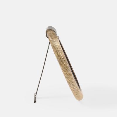  Venini Rare Oval Murano Glass with Gold Inclusions and Brass Picture Frame by Venini