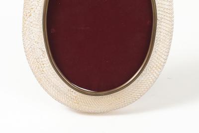 Venini Rare Oval Murano Glass with Gold Inclusions and Brass Picture Frame by Venini