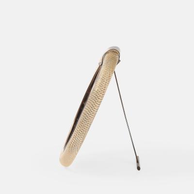  Venini Rare Oval Murano Glass with Gold Inclusions and Brass Picture Frame by Venini