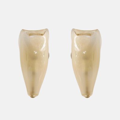  Venini Rare Pair of Petali Gold Leaf Murano Glass Sconces Model 5825 by Venini