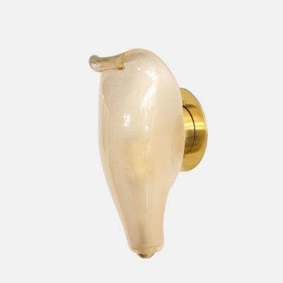  Venini Rare Pair of Petali Gold Leaf Murano Glass Sconces Model 5825 by Venini