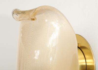  Venini Rare Pair of Petali Gold Leaf Murano Glass Sconces Model 5825 by Venini