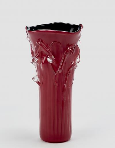  Venini Red Glass Vase in Murano Glass by Toni Zuccheri