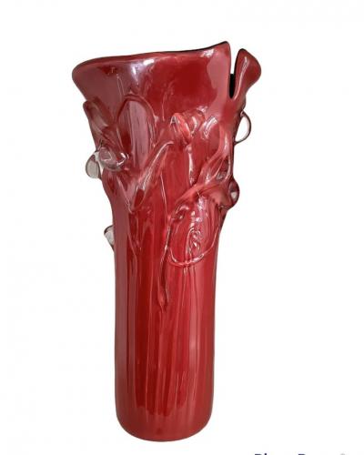  Venini Red Glass Vase in Murano Glass by Toni Zuccheri