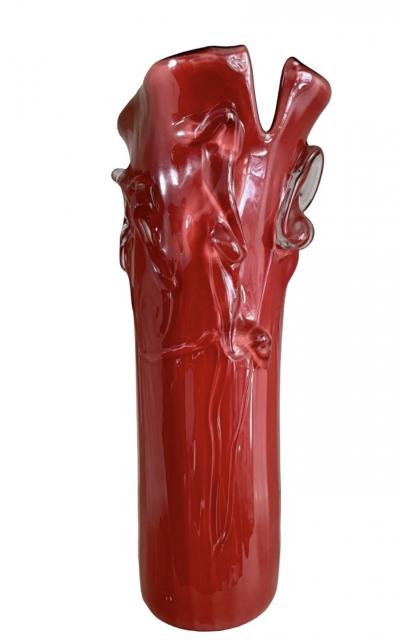  Venini Red Glass Vase in Murano Glass by Toni Zuccheri