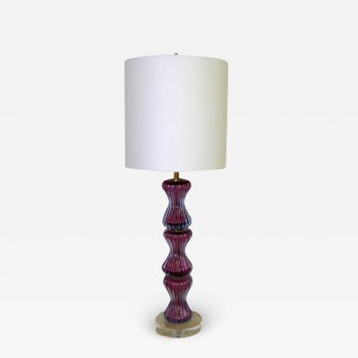  Venini Ribbed Lobe Table Lamp on Lucite Base