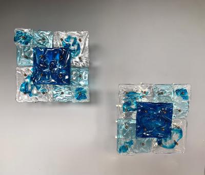  Venini Sconces Patchwork Murano Glass by Toni Zuccheri for Venini Italy 1970s