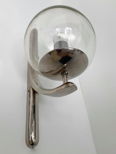  Venini Sconces Silvered Bronze Murano Glass by Venini 1980s