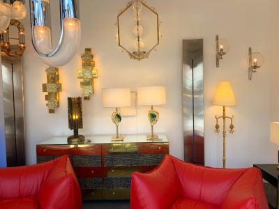  Venini Sconces Silvered Bronze Murano Glass by Venini 1980s