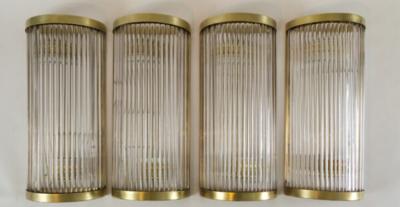  Venini Set of 2 Large Italian Brass Venini Style Wall Lights Contemporary