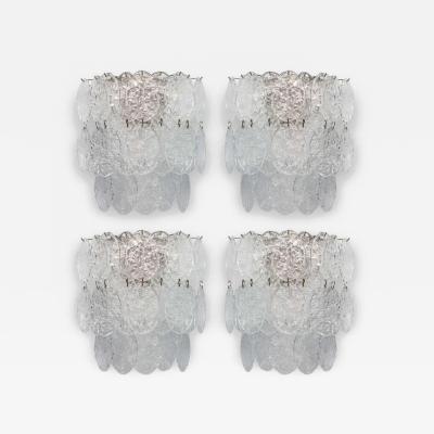  Venini Set of 4 Large Venini Glass Wall Light Sconces Italy 1960s