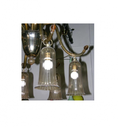  Venini Six Arm Amber Blown Glass Napoleone Martinuzzi Chandelier by Venini 1930 Italy