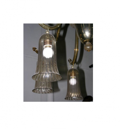  Venini Six Arm Amber Blown Glass Napoleone Martinuzzi Chandelier by Venini 1930 Italy