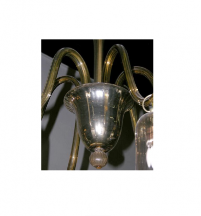  Venini Six Arm Amber Blown Glass Napoleone Martinuzzi Chandelier by Venini 1930 Italy