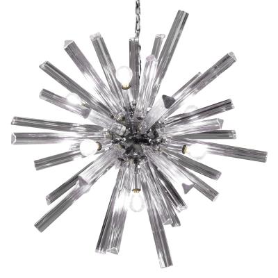  Venini Sputnik Style Venini Chandelier in Chrome with Glass Rods 1970s