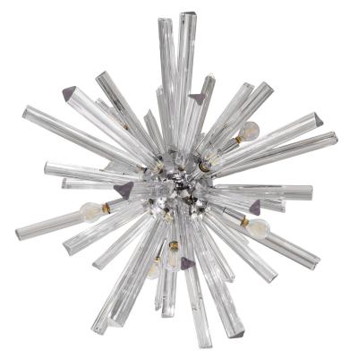  Venini Sputnik Style Venini Chandelier in Chrome with Glass Rods 1970s