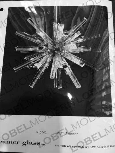  Venini Sputnik Style Venini Chandelier in Chrome with Glass Rods 1970s