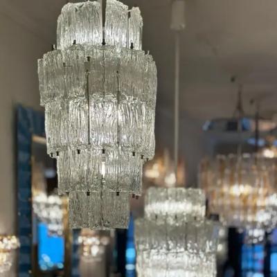  Venini Toni Zuccheri for Venini Murano Corteccia Glass Chandelier 1960s 