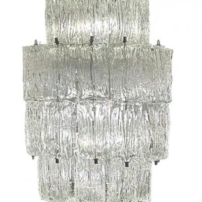  Venini Toni Zuccheri for Venini Murano Corteccia Glass Chandelier 1960s 