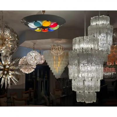  Venini Toni Zuccheri for Venini Murano Corteccia Glass Chandelier 1960s 