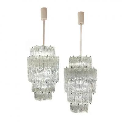  Venini Toni Zuccheri for Venini Murano Corteccia Glass Chandelier 1960s 