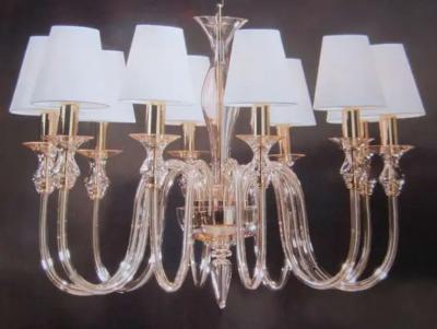  Venini Two Ten Arm Clear Murano Glass Brass Modern Neoclassical Chandeliers