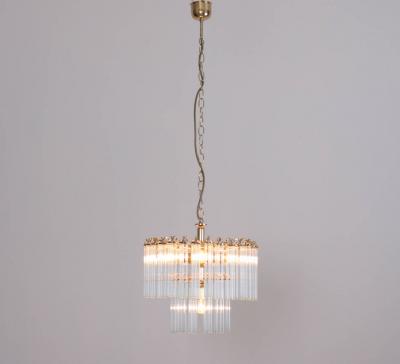  Venini Two Tier Glass and Brass Chandelier in the Manner of Venini