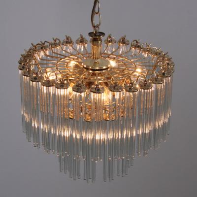  Venini Two Tier Glass and Brass Chandelier in the Manner of Venini