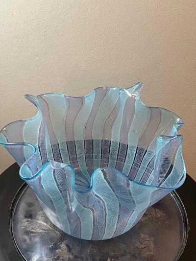  Venini VENINI MURANO GLASS FILIGRANA SWIRL HANKERCHIEF BOWL