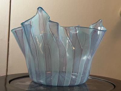  Venini VENINI MURANO GLASS FILIGRANA SWIRL HANKERCHIEF BOWL