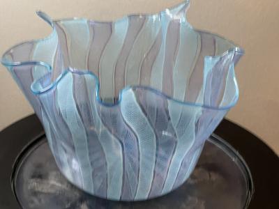  Venini VENINI MURANO GLASS FILIGRANA SWIRL HANKERCHIEF BOWL