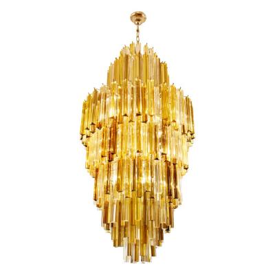  Venini VENINI SKYSCRAPER CLEAR AMBER SMOKE COLOUR CHANDELIER