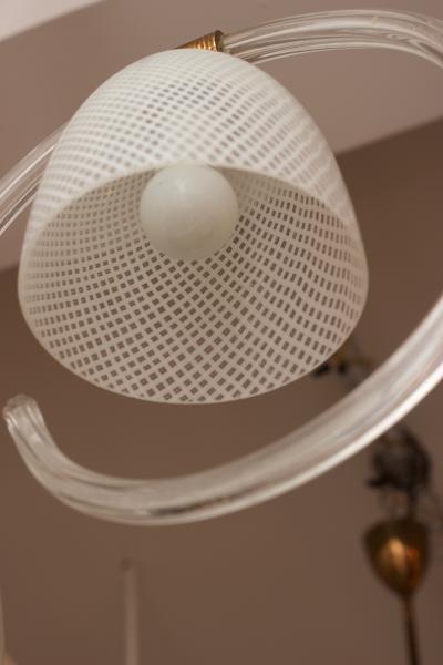  Venini Venini 3 Arm Chandelier in Reticello Italy 1940