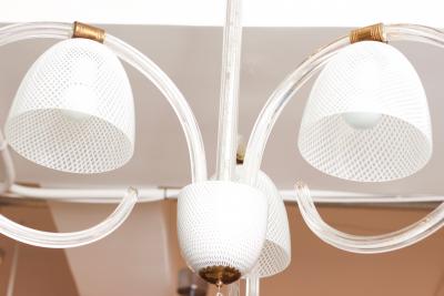  Venini Venini 3 Arm Chandelier in Reticello Italy 1940