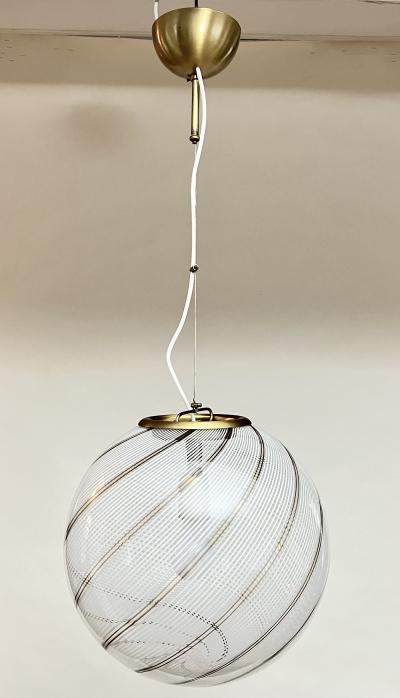  Venini Venini Chandelier Pendant in Filigrana Glass 1960 Italy