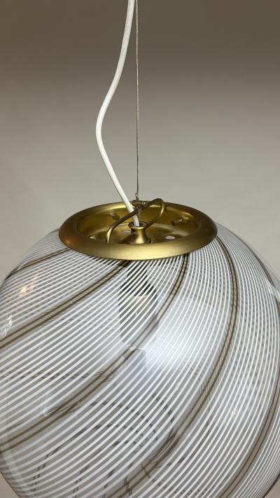  Venini Venini Chandelier Pendant in Filigrana Glass 1960 Italy