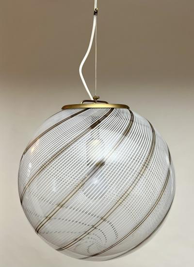  Venini Venini Chandelier Pendant in Filigrana Glass 1960 Italy