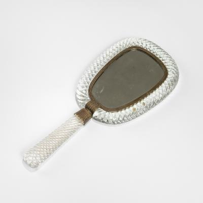  Venini Venini Hand Mirror in Twisted Crystal and Brass 30s