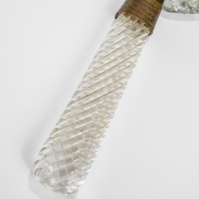  Venini Venini Hand Mirror in Twisted Crystal and Brass 30s