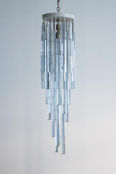  Venini Venini Ice Blue Triedri Murano Glass Chandelier