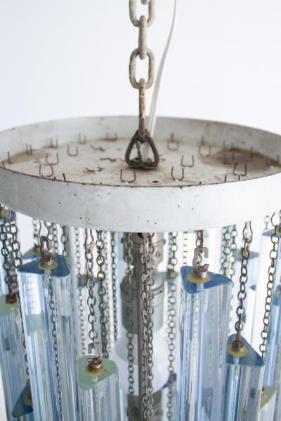  Venini Venini Ice Blue Triedri Murano Glass Chandelier