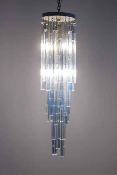  Venini Venini Ice Blue Triedri Murano Glass Chandelier