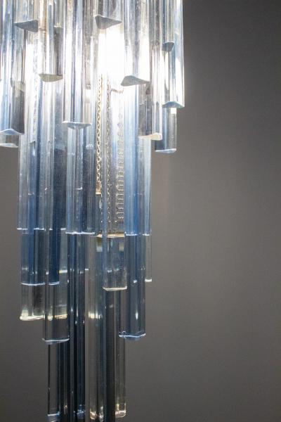  Venini Venini Ice Blue Triedri Murano Glass Chandelier