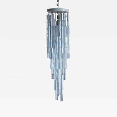  Venini Venini Ice Blue Triedri Murano Glass Chandelier