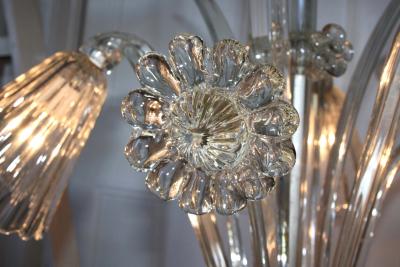  Venini Venini Italian Murano 1950s Three light Clear Glass Chandelier