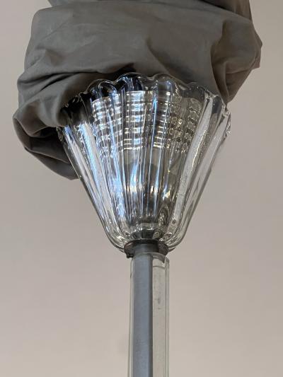  Venini Venini Italian Murano 1950s Three light Clear Glass Chandelier