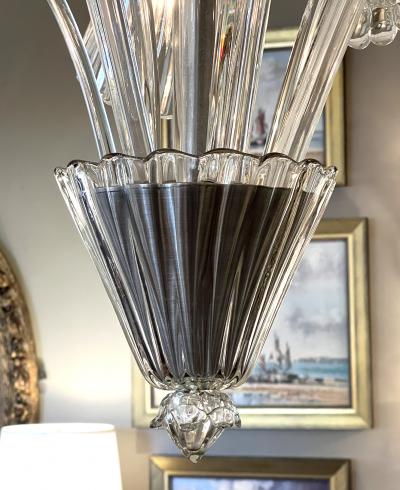  Venini Venini Italian Murano 1950s Three light Clear Glass Chandelier