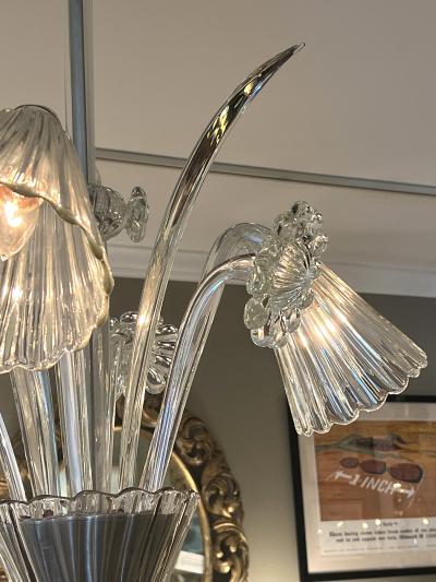  Venini Venini Italian Murano 1950s Three light Clear Glass Chandelier