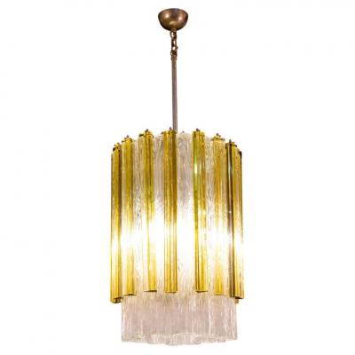  Venini Venini Mid Century Gold Triedi and Tronchi Chandelier or Lantern Murano 1960