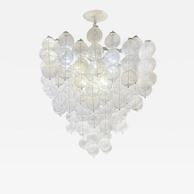  Venini Venini Murano Lattimo Glass Sphere Chandelier 1960s